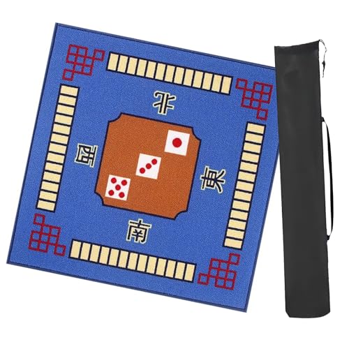 Mahjong-Matte, quadratisch, verdickt, rutschfest, Spielkartenmatte für Poker, Kartenspiele, Brettspiele, Mahjong-Spiele (blau, 88,9 x 88,9 cm) von Generic