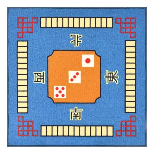 Mahjong-Matte, rutschfest und geräuschreduzierend, Pokermatte, Kartentischdecke, Brettspiel-Tischmatte, quadratische Spielmatte mit schwarzer Tragetasche (blau, 88,9 x 88,9 cm) von Generic