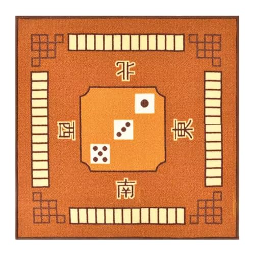 Mahjong-Matte, rutschfest und geräuschreduzierend, Pokermatte, Kartentischdecke, Brettspiel-Tischmatte, quadratische Spielmatte mit schwarzer Tragetasche (braun, 88,9 x 88,9 cm) von Generic