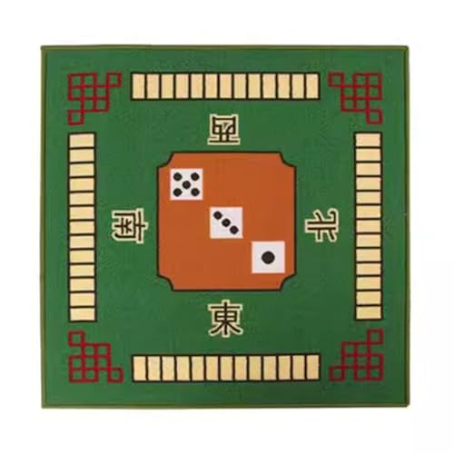 Mahjong-Matte, rutschfest und geräuschreduzierend, Pokermatte, Kartentischdecke, Brettspiel-Tischmatte, quadratische Spielmatte mit schwarzer Tragetasche (grün, 88,9 x 88,9 cm) von Generic