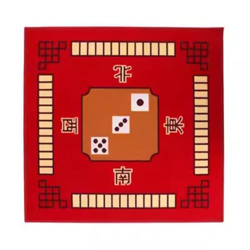 Mahjong-Matte, rutschfest und geräuschreduzierend, Pokermatte, Kartentischdecke, Brettspiel-Tischmatte, quadratische Spielmatte mit schwarzer Tragetasche (rot, 88,9 x 88,9 cm) von Generic