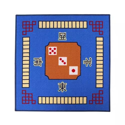 Mahjong-Matte mit 2 Würfeln und Tragetasche, rutschfest und geräuschreduzierend, für Poker-, Karten- und Brettspiele (blau, 78,1 x 78,1 cm) von Generic