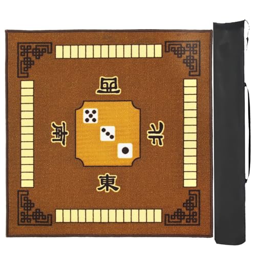 Mahjong-Matte mit Tragetasche, rutschfeste Spielmatte mit Geräuschreduzierung, Tischdecke für Poker, Kartenspiele, Brettspiele (braun, 88,9 x 88,9 cm) von Generic