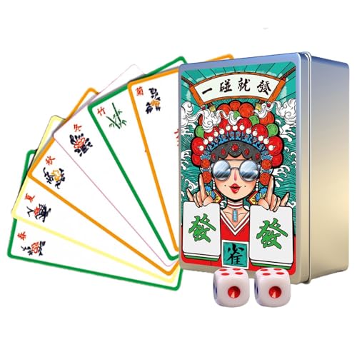 Mahjong Reise-Set, Mahjong-Spielkarten, 146 Teile/Set amerikanische Majhong-Spiele – Langlebige Mahjong-Spielkarten, chinesischer Mahjong-Poker – tragbarer chinesischer Mahjong-Poker von Generic