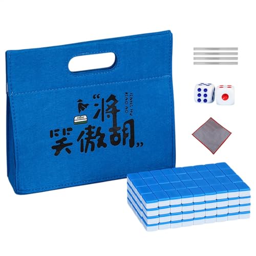 Mahjong-Set – Reise-Mahjong-Set, Reise-Mahjong-Set, Reise-Mahjong-Pack, Mahjong-Pack, chinesische Mahjong-Teile, inklusive Tischdecke, Tragetasche, Würfel, u von Generic