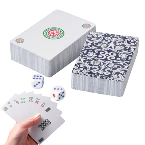 Mahjong-Spielkarten – Reise-Mahjong-Karten Aus Papier, Chinesische Mahjong-Sets Aus Papier | Chinesisches Traditionelles Mahjong-Brettspiel Mit Würfeln, Tragbares Unterhaltungsbrettspiel Für Den Haush von Generic