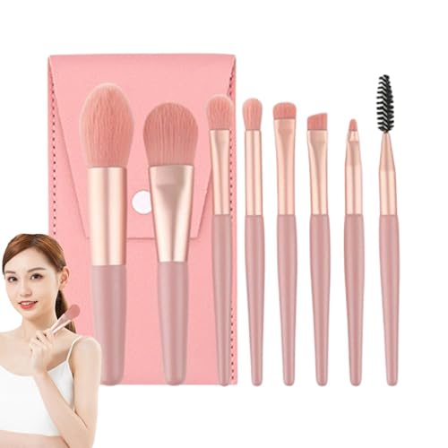 Make-up-Pinsel – 8-teiliges Reiseset mit weichen synthetischen Haaren und Etui | Professionelle Lidschatten-, Augenbrauen-, Eyeliner- und Mischpinsel für Puder-Make-up | Tragbar und perfekt für die Sc von Generic