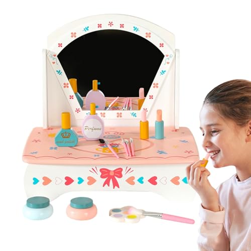 Make-up-Waschtisch für Mädchen, Make-up-Waschtisch für Kinder, -Mädchen-Waschtischspielzeug - Schminkset für Kleinkinder, Lernspielzeug, faltbares Rollenspiel-Make-up-Spielzeug mit Spiegel und von Generic