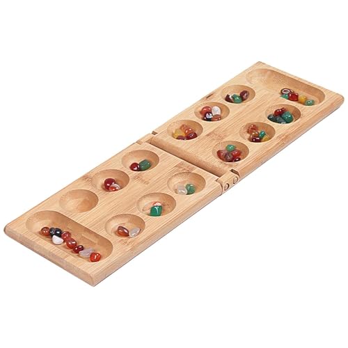 Mancala-Brettspiel – Mancala-Steine-Set, Mancala-Brett Aus Holz | Langlebiges Handgefertigtes Mancala-Brett, Tragbares Pädagogisches Mancala-Spiel, Klassisches Mancala-Dekorationssteinspiel, Mancala-B von Generic