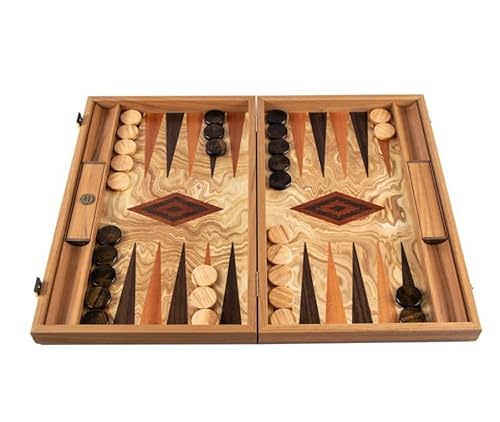 Manopoulos Luxury Backgammon-Set Olive Burl 48 cm von Generic