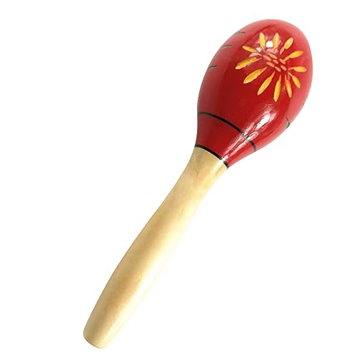 Maracas Musikinstrumente, Pädagogische Hölzerne Maracas -Rasseln für Partys (Lange rot Geschnitzte Blumen) von Generic