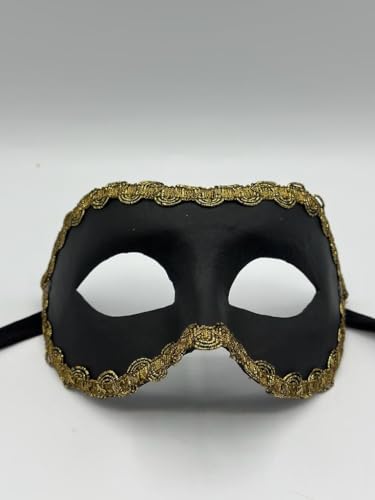 Maskenball Maske in Schwarz mit schönem Goldgalon - venezianische maske - venezianische Maske Herren von Generic