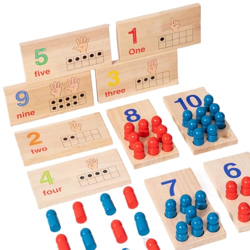 Mathe-Lernbrettspiel, Mathe-Matching-Spiel | Mathe-passendes Lernspielzeug | Doppelseitiges Mathe-Brettspiel für Kinder aus Holz, frühkindliches Lernspielzeug für 3+ von Generic