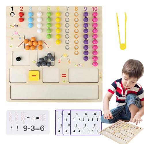 Mathe-Perlenspielzeug,Mathe-Perlenspielzeug für Kinder - Mathe-Spiel für Kleinkinder,Lern-Mathe-Spiele für Kinder, Holz-Regenbogenperlen-Zählspielzeug, Lerntafel für Kinder von Generic