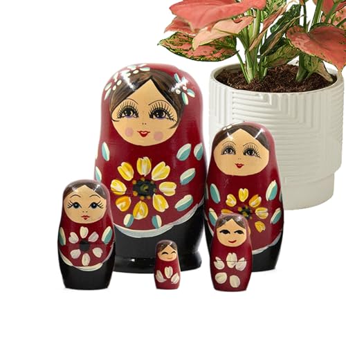 Matrjoschka Puppen | 5-teilige Handbemalte Nesting Dolls Tischfigur Holzfigur - Wohndekoration Handbemalte Motive Anpassungsfähige OutdoorKinderzimmer Kamin Festtisch Schlafzimmer Eingangsbereich Matrjoschka Puppen | 5-teilige Handbemalte Nesting Dolls Tischfigur Holzfigur - Wohndekoration Handbemalte Motive Anpassungsfähige OutdoorKinderzimmer Kamin Festtisch Schlafzimmer Eingangsbereich von Generic