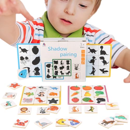 Memory-Match-Spiel, Kleinkind-Matching-Spiel - Pädagogische Schatten-Matching-Spielzeuge,Kinder-Memory-Spiel mit Obst-Tier-Bildpaarung, Lern-Tiere-Früchte-Blöcke zur Fähigkeitsentwicklung von Generic