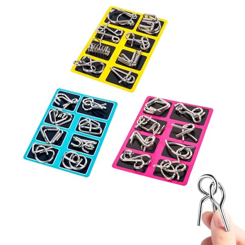 Metal Brain Teaser Puzzles, Metal Wire Puzzle for Kids Adults Challenge, Metal Puzzle Ring Set, Educational Intellectual Toys IQ Toys, IQ Test Mind Game Toys (A1) von Generic