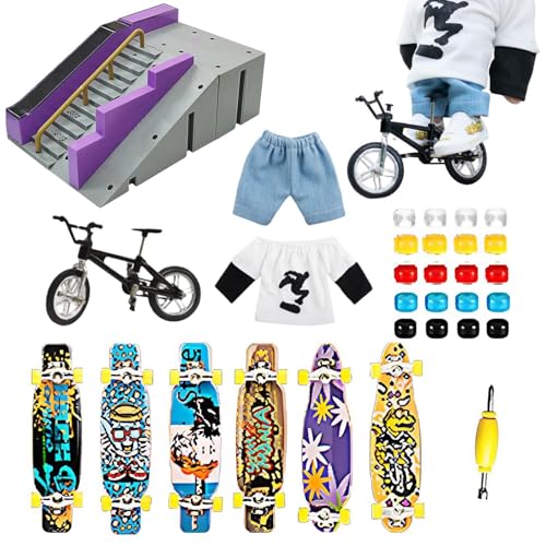 -Finger-Skateboard-Set | Finger-Skateboard-Deck-Rampen-Set | Fingerspielzeug Hand-Skateboard-Partygeschenke, kreative Geburtstag von Generic