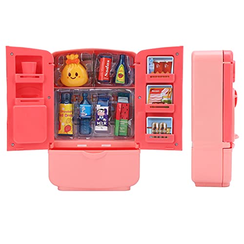 Mini-Kühlschrank-Spielzeug, Küchenspielzeug-Set, Doppeltür, Küchenspielzeug-Set, Simulation, Intelligenter Kühlschrank, Kühlschrank-Spielzeug, Kinderspielhaus-Spielzeug (PINK) von Generic