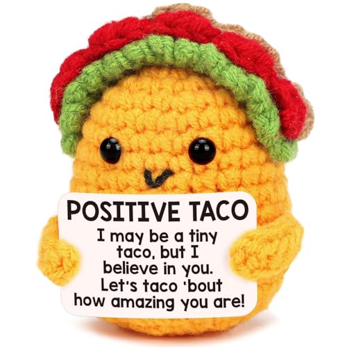 Mini Positive Crochet Taco Emotional Inspirational Support Birthday Gifts for Women Men Wife Valentines Gifts, Handmade Knitted Crochet Animals Desk Decor(P) von Generic