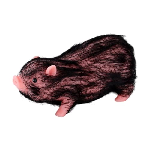 Mini Realistisches Silikonschwein Reborn Piggy Doll Mini Ferkel für Rollenspiele, Schwarze Haare von Generic