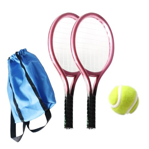 Mini Tennis Dekoration, Miniatur Tennis Set, Spielhaus, Mini Puppenhaus Zubehör, Mini Tennisschläger Und Ball Set, für Jungen Und Mädchen Im Alter von, Rosa von Generic