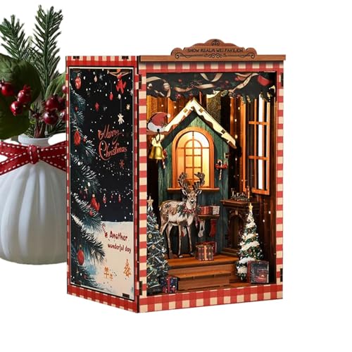 Miniatur Haus Bausatz - 3D Holz Puzzle Gebäude Weihnachtshaus Bastelset - Vintage Bücherstütze Deko für Geburtstag Halloween Anfänger Handwerksbegeisterte Schreibtisch Buchhandlung Miniatur Haus Bausatz - 3D Holz Puzzle Gebäude Weihnachtshaus Bastelset - Vintage Bücherstütze Deko für Geburtstag Halloween Anfänger Handwerksbegeisterte Schreibtisch Buchhandlung von Generic