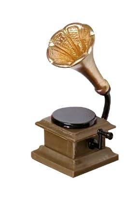 Miniatur Modell Lebensmittel Szene Kleine Tuch Puppe Zubehör Retro Mini Phonographen Ornamente KpM823 (Gold, 5.4cm) von Generic