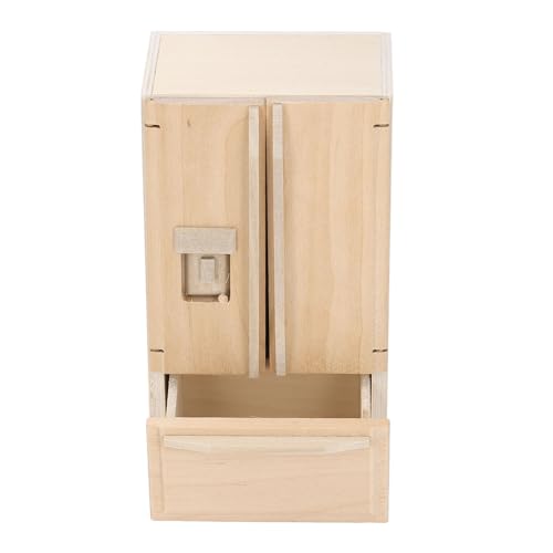 Miniatur-Puppenkühlschrank, 1:12 Rollenspielspielzeug, Hölzerner Puppenhausmöbel-Kühlschrank für Heimwerker von Generic