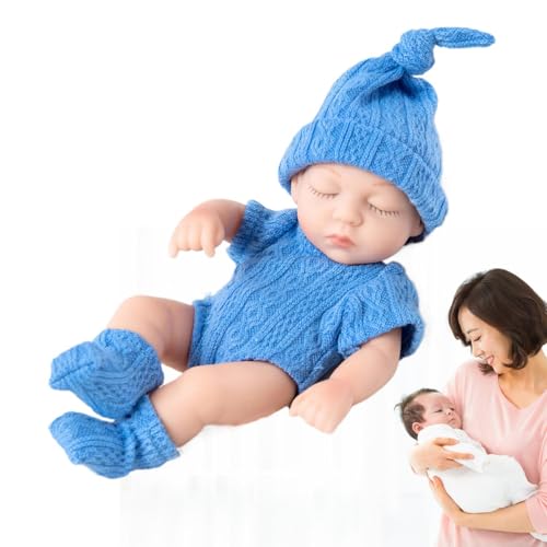 Miniatur-Reborn-Puppen, Ganzkörper-Silikon-Reborn,7 Zoll weiche, kuschelige wiedergeborene Puppenfigur für Kinder | Zubehör für wiedergeborene Puppen für Nachttisch, Schreibtisch, Bett, Sofa, Tisch von Generic