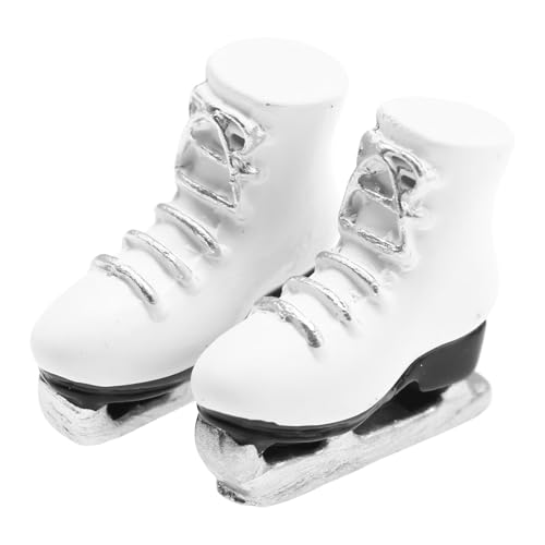 Miniatur-Rollschuhe, Puppen-Skates, realistische weiße Skateschuhe, Schuhe mit Miniaturrädern im Maßstab 1:12, Wintersportschuhe für Spielhaus von Generic