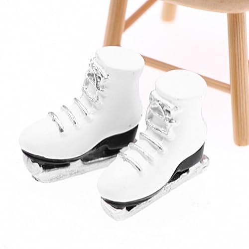 Miniatur Rollschuhe - Realistische weiße Skating-Schuhe | Miniatur-Rollschuhe im Maßstab 1:12, Rollenspiel Zubehör von Generic