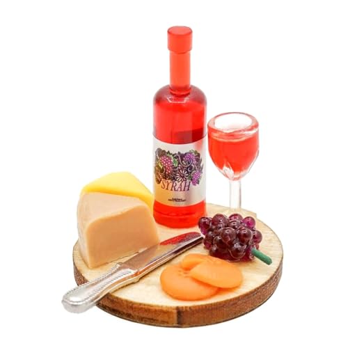 Miniatur-Weinkäse- und Brett-Set im Maßstab 1:12, Puppenhäuser, Küche, Esszimmer, Lebensmittelzubehör, Modellgebäck, Spielzeug von Generic