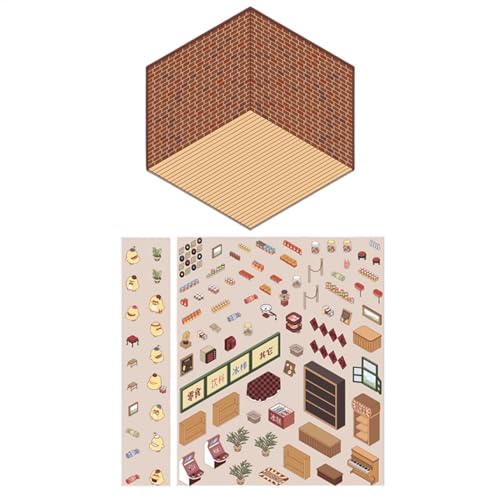 Miniaturhausaufkleber - Machen Sie Ihre eigenen Hausaufkleber | Scrapbook House Decals 3D Effect | Kleine Zimmerszenenabziehbilder für Kinder, Miniaturhausaufkleber, Sammelalbum dekorative Aufkleber von Generic