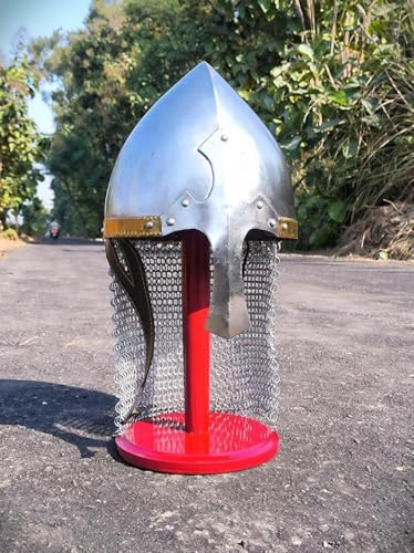 Mittelalter-Helm, Wikinger-Helm, Norman-Helm, 18 Gauge, Stahl, mittelalterliche Rüstung, Nasen-Helm, Renaissance, LARP oder SCA für Erwachsene, tragbar, Weihnachten von Generic