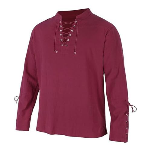 Mittelalter Hemd Herren Schwarz, Viktorian Rüschenhemd Herren Langarm, Steampunk Piratenhemd Mit Schnürung Vintage Renaissance Hemden Wikinger Kleidung Leinenhemd Schnürhemd Für Halloween & Karneval Mittelalter Hemd Herren Schwarz, Viktorian Rüschenhemd Herren Langarm, Steampunk Piratenhemd Mit Schnürung Vintage Renaissance Hemden Wikinger Kleidung Leinenhemd Schnürhemd Für Halloween & Karneval von Generic