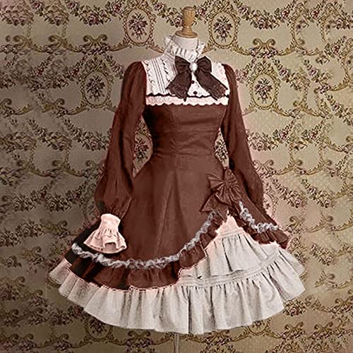 Mittelalter Kleid Damen Winter, Festlich Karneval Kostüm Damen Gothic Partykleid, Renaissance Viktorianisches Kleid A-Linie Gothic Kostüm Damen Funky Steampunk Kleid Im Renaissance-Stil Für Cosplay von Generic