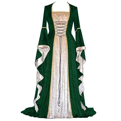 Mittelalter Kleid Trompetenärmel Festliches Kleider Damen Bodenlanges Retro Kostüm Gewand Gothic Renaissance Hexenkostüm Viktorianisches Prinzessin Kleidung Große Größen von Generic