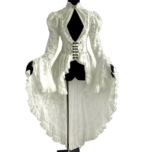 Mittelalter Kleider Damen Frack, Renaissance Kleid Damen Spitzen, Vintage Hohle Ballkleid mit Trompetenärmel Halloween Kostüm Karneval Viktorianisches Cosplay Gothic Renaissance Irregulär Partykleid Mittelalter Kleider Damen Frack, Renaissance Kleid Damen Spitzen, Vintage Hohle Ballkleid mit Trompetenärmel Halloween Kostüm Karneval Viktorianisches Cosplay Gothic Renaissance Irregulär Partykleid von Generic