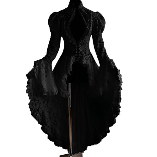 Mittelalter Kleider Damen Frack, Renaissance Kleid Damen Spitzen,Vintage Hohle Ballkleid mit Trompetenärmel Halloween Outfit Karneval Viktorianisches Gothic Renaissance Irregulär Partykleid Mittelalter Kleider Damen Frack, Renaissance Kleid Damen Spitzen,Vintage Hohle Ballkleid mit Trompetenärmel Halloween Outfit Karneval Viktorianisches Gothic Renaissance Irregulär Partykleid von Generic