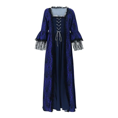 Mittelalter Kleidung Damen, Kostüm Damen Faschings Gothic Partykleid, A-Linie Gothic Kleidung Damen Renaissance Viktorianisches Kleid Klassiker Renaissance Kostüm Mit Gothic Einflüssen Für Karneval von Generic