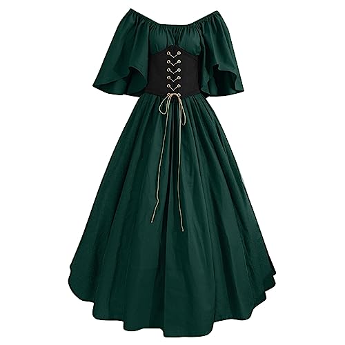 Mittelalter Kleidung Damen, Mädchen Halloween Kostüm Schwarz Kleidung Vintage Viktorianische Maxikleid Maskerade Karneval Kostüm Halloween Karneval Kostüm von Generic