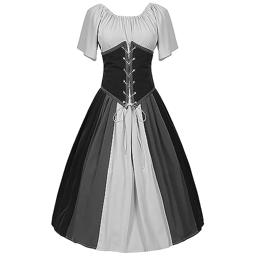 Mittelalter Kleidung Damen, Mädchen Retro Mittelalter Kostüme Schwarz Kleidung Elegant Mit Korsett Abendkleid Maskerade Karneval Kostüm Halloween Karneval Kostüm von Generic