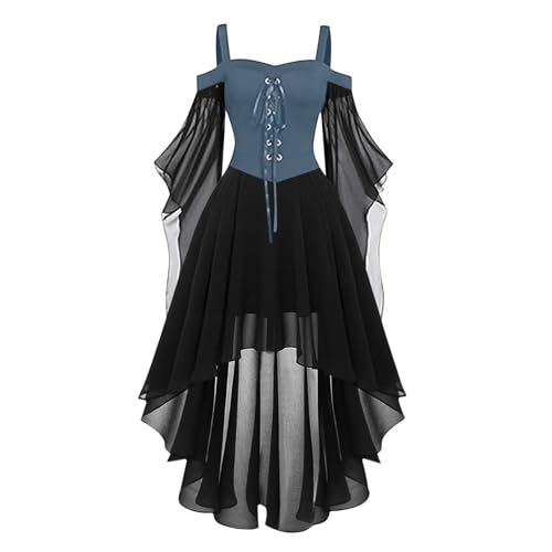 Mittelalter Kleidung Damen Renaissance Kleid Weste Set Damen Pirat Kostüm Gothic Mantel Steampunk Cosplay mit Schnürung Karneval Comfy von Generic