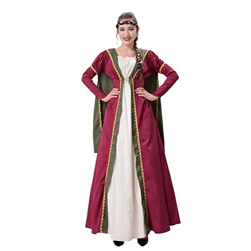 Mittelalter Kleidung Damen Renaissance Kostüm Frauen Mittelalterliches Kleid mit Trompetenärmel Gothic Kleid Damen Mittelalter Kleidung Damen für Halloween Karneval Renaissance Kleid von Generic