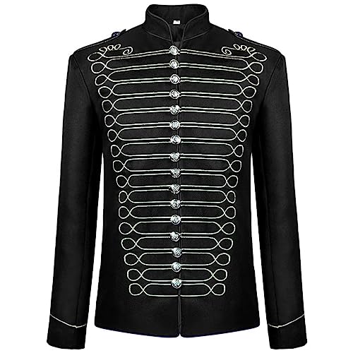 Mittelalter Kleidung Herren, Herren Steampunk Frack Mit Rüschenhemd Mittelalter Hemd Viktorianischen Gehrock Uniform Set Piraten Cosplay Gothic Mantel Mode Stehkragen Smoking Karnevalskostüme Herren von Generic