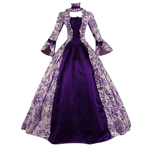 Mittelalter Kostüm Für Damen Retro Corsagenkleid Prinzessin Karneval Halloween Party Prinzessin Kostüm Damen Gothic Kleider Mittelalter Party Kostüm Maxikleid Halloween Karneval Kostüm von Generic