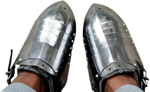 Mittelalter Paar Schuhe Griechische Stahlrüstung Sabaton LARP Cosplay Rüstung X-Large Silber von Generic