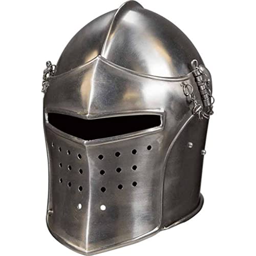 Generic Mittelalterlicher Barbute-Helm mit Visier, Einheitsgröße, Silber, Kostümhelm, Ritter, Historische Enthusiasten, LARP-Spieler, Cosplayer, Halloween-Kostüme, Uni-Erwachsene von Generic