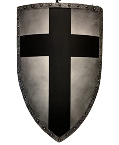 Mittelalterliche Rüstung Ritter Schild Templer Schwarz Kreuz Schild Kreuzritter Schild Kampf Krieger Schild Reenactment LARP Rüstung Schild Kostüm Cosplay Kampfschild Halloween von Generic